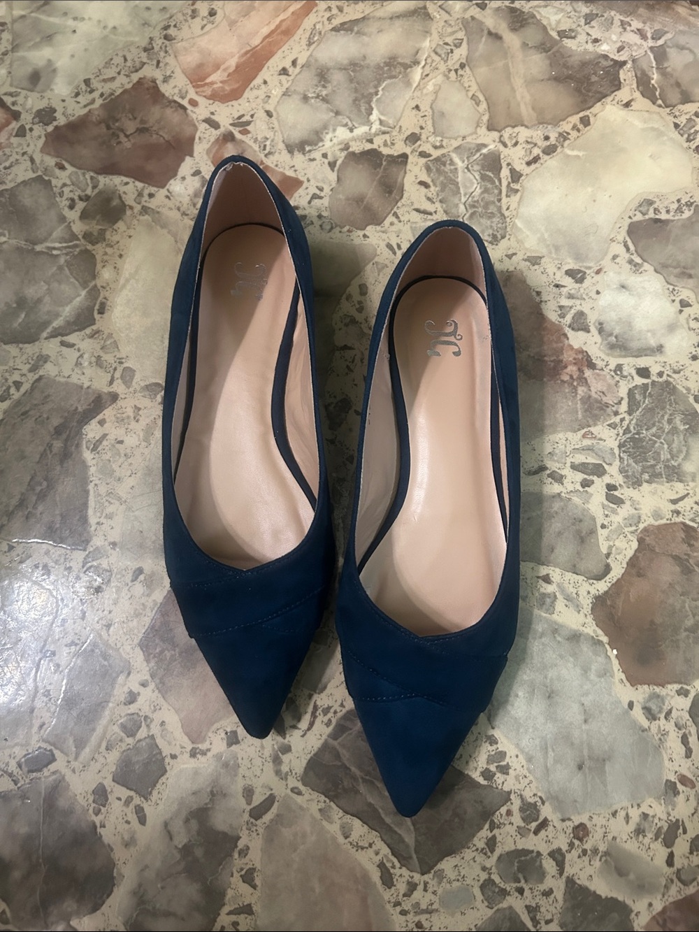 JC Pointed Toe Women's Flats in Navy